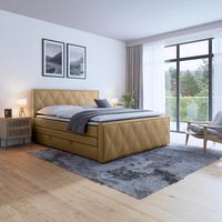 Boxspringbett mit Bettkasten Porto 180x200 cm Beige - Beige/Schwarz, MODERN, Holz/Kunststoff (180/200cm) - MID.YOU