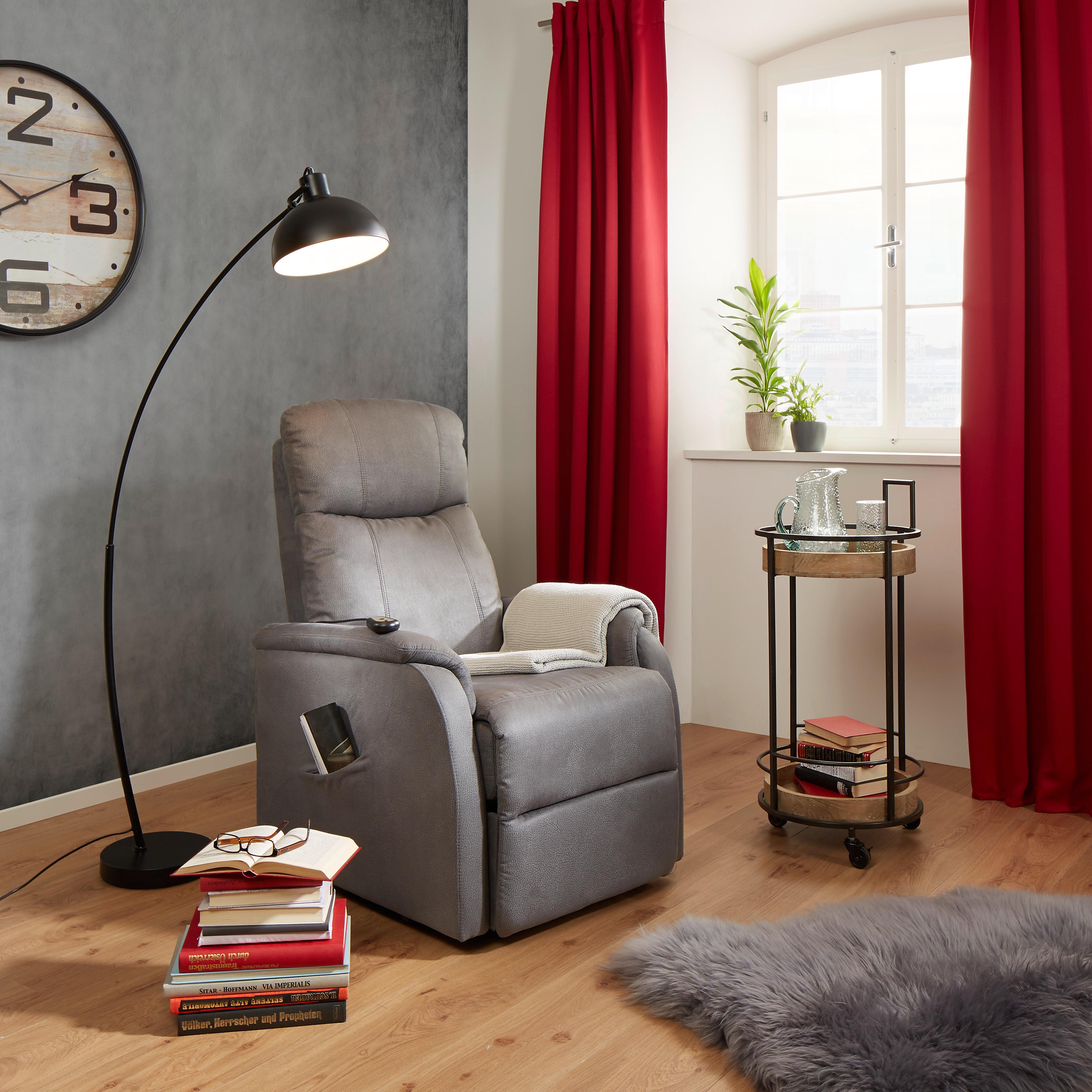 Relaxačné kreslo JOHNSY, sivá, pomoc pri vstávaní - sivá, Konventionell, kov/textil (73/110/94cm) - Mömax