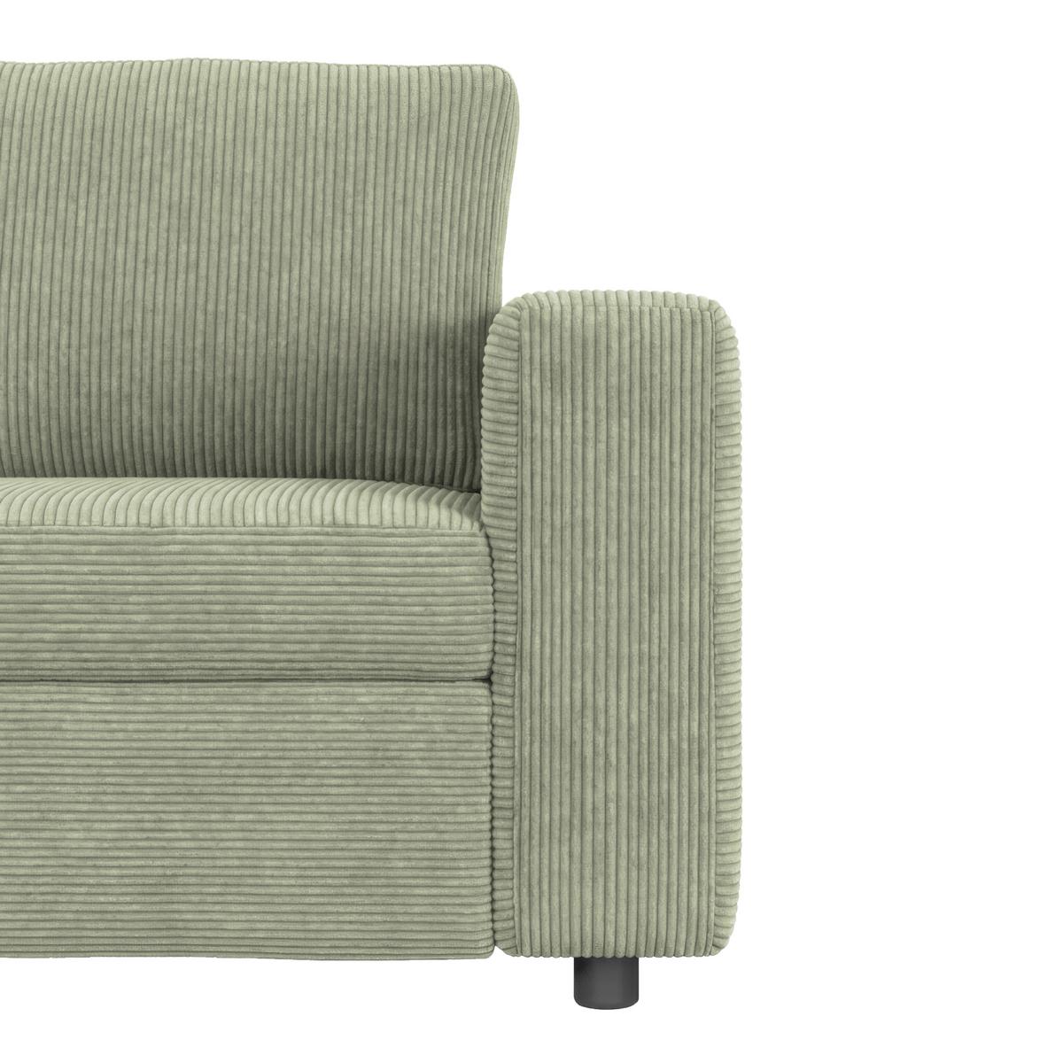 Ecksofa mit Schlaffunktion Toulouse Cord kaki, 206x224cm - Khaki/Schwarz, Trend, Holz/Textil (206/224cm)