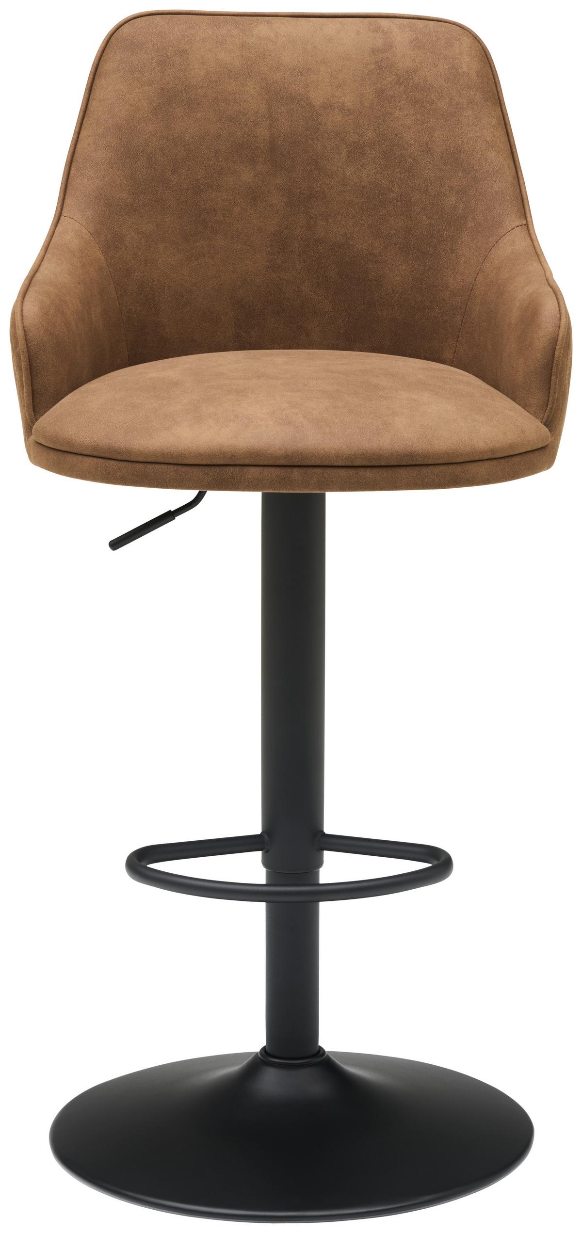 Barhocker Höhenverstellbar Mit Lehne Weda Webstoff Braun - Schwarz/Braun, KONVENTIONELL, Textil/Metall (50/90-111/51cm) - MID.YOU