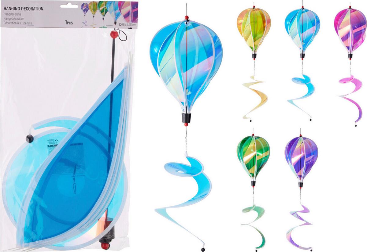 Dekoračný veterný mlyn BALOON - oranžová/modrá, Basics, plast (24.9/3.8/46.5cm)