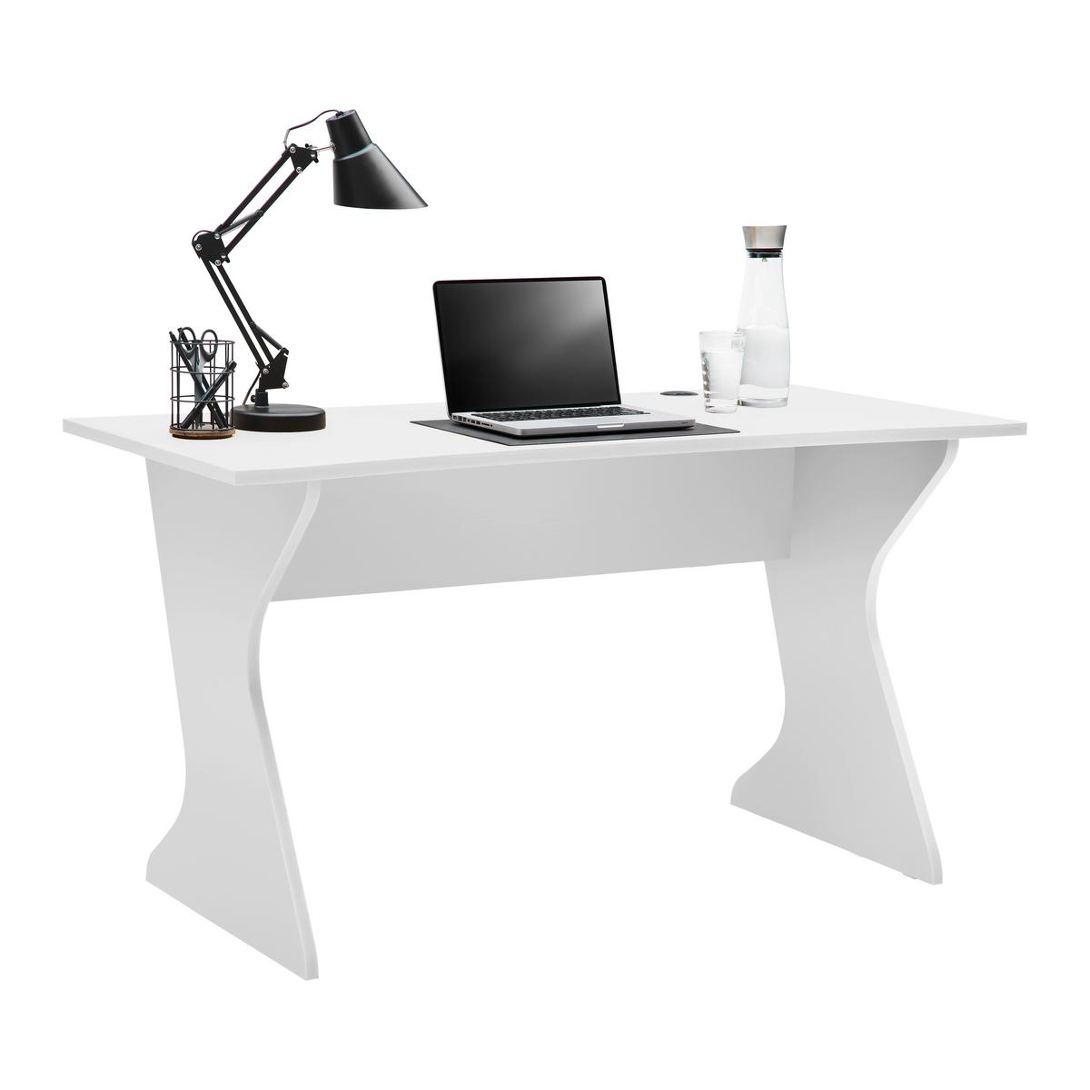 Písací stôl UTAPAU - biela, Modern, kompozitné drevo (140/76,2/65cm) - Mömax