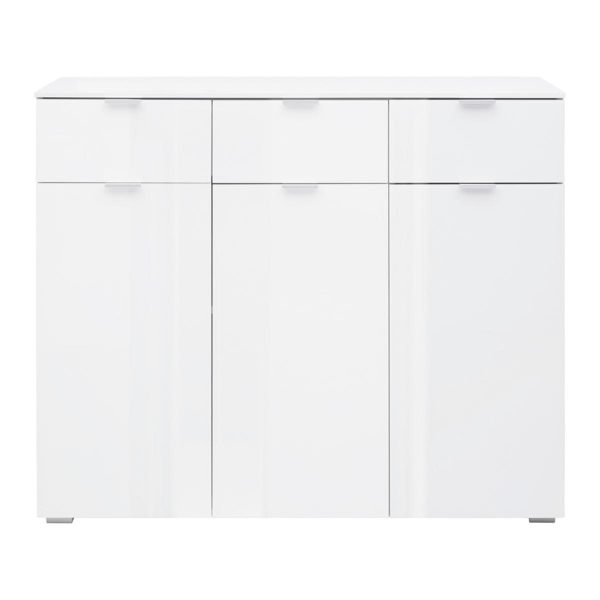 Komoda FIFTY - biela/chrómová, Konventionell, kov/kompozitné drevo (120/100/42cm) - Premium Living