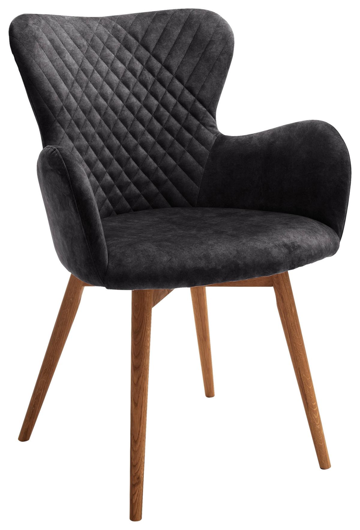 Armlehnstuhl Sarander Anthrazit/eiche Gepolstert - Eichefarben/Anthrazit, Natur, Holz/Textil (62/87/65cm) - MID.YOU