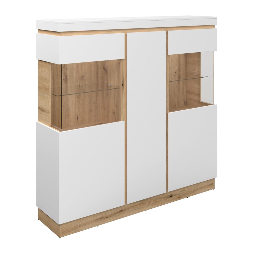Highboard Calabria Weiß/Eiche Dekor B: 166,8 cm