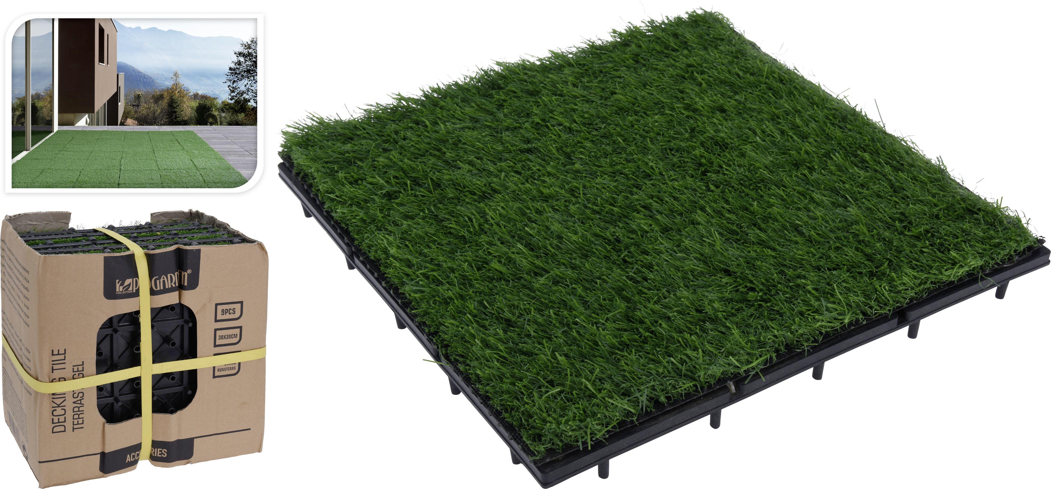 Kunstrasenfliese aus Kunststoff im 9er-Pack