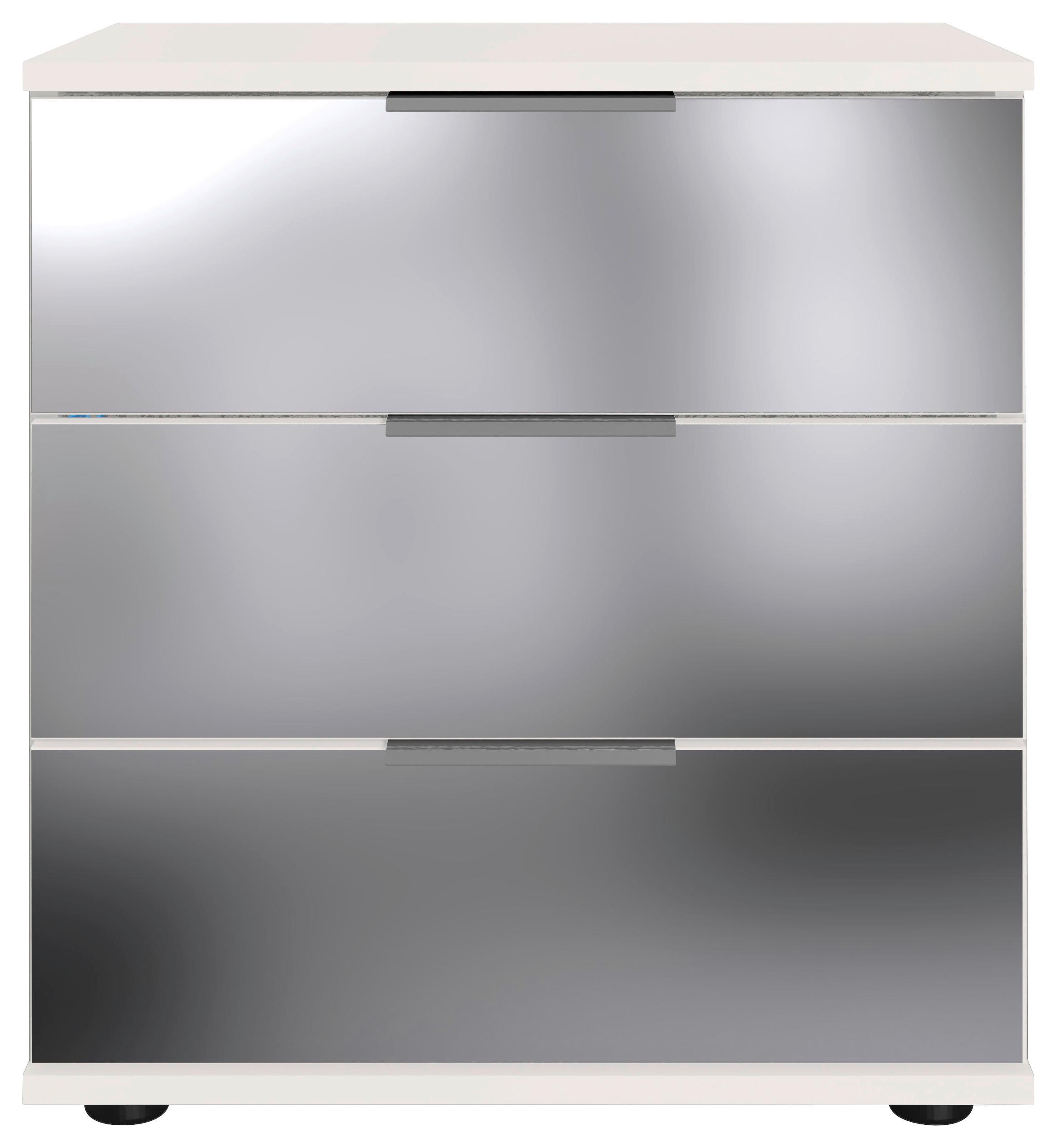 Éjjeliszekrény Saigon 52/58cm - alumínium színű/fehér, Modern, faalapú anyag/Üveg (52/58/38cm) - MID.YOU