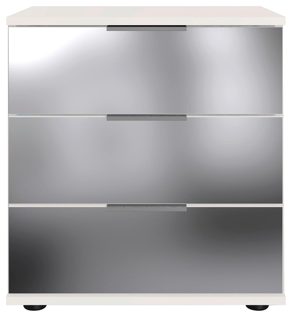 Nachkästchen Weiß H: 58 Cm Saigon - Klar/Schwarz, MODERN, Glas/Holzwerkstoff (52/58/38cm) - MID.YOU