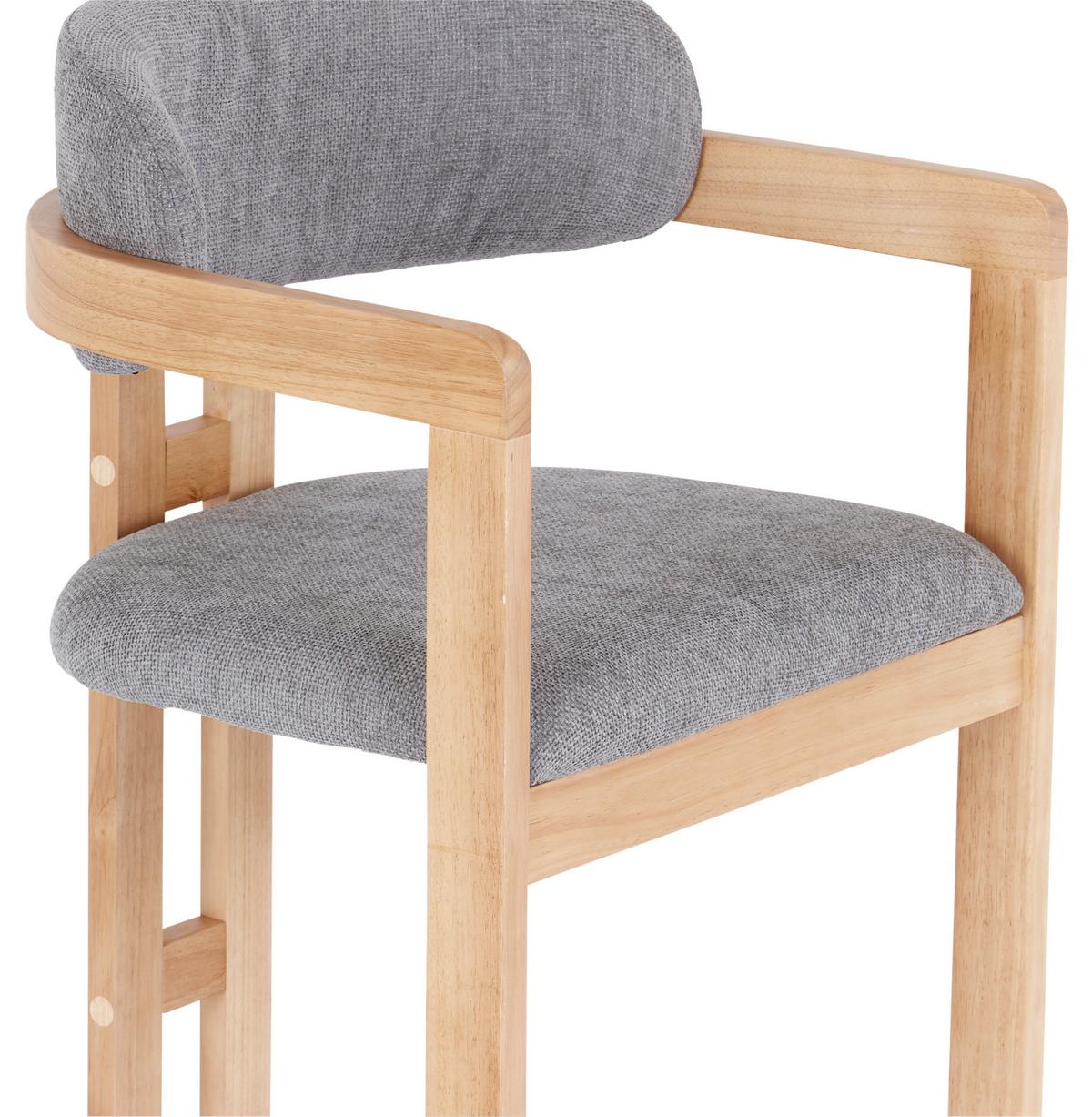 Armlehnstuhl Sally Grau Gepolstert - Eichefarben/Grau, MODERN, Holz/Textil (60/80/52cm) - MID.YOU