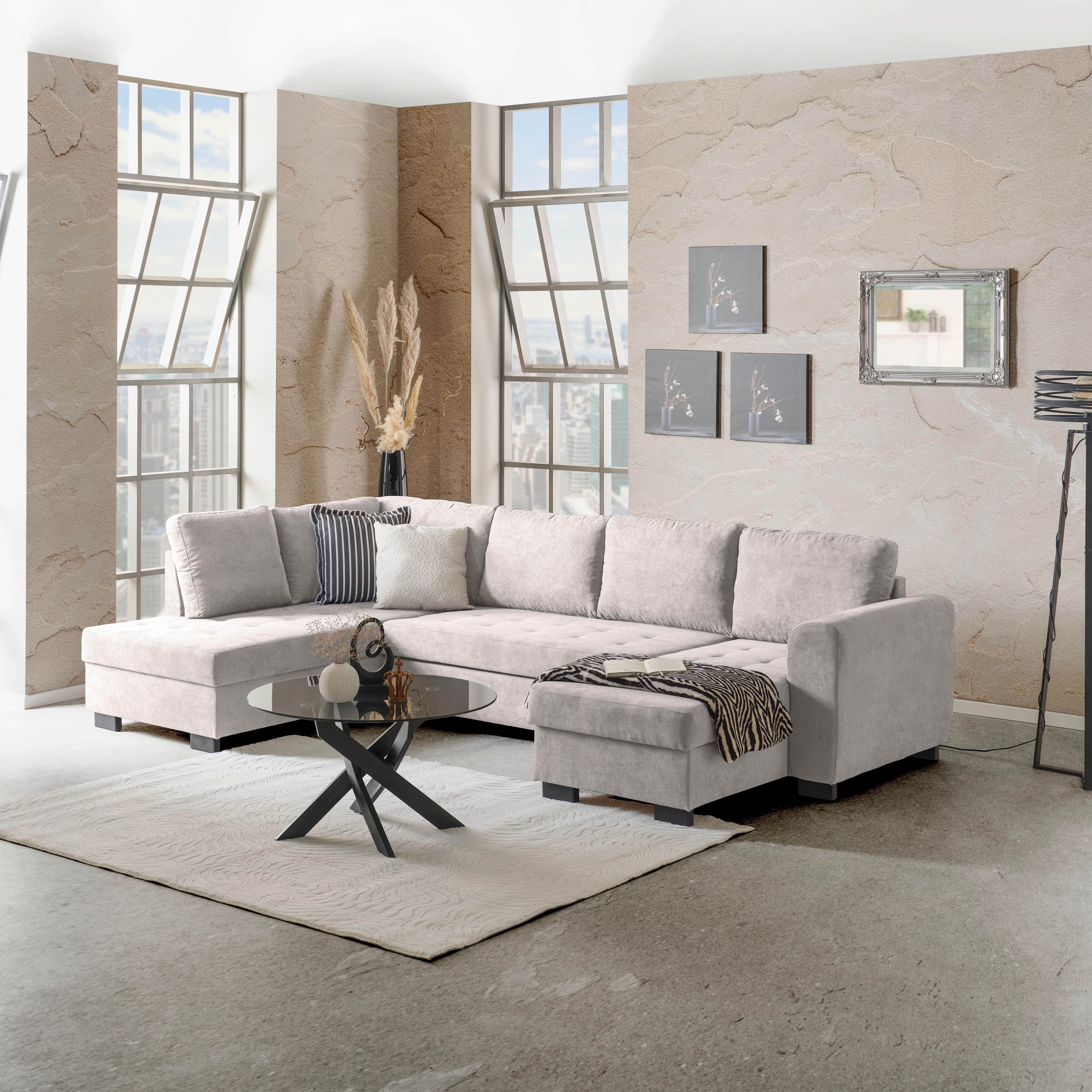 SEDACÍ SOUPRAVA MALTE -BASED- - šedá/černá, Moderní, textil/plast (178/305/155cm) - Based