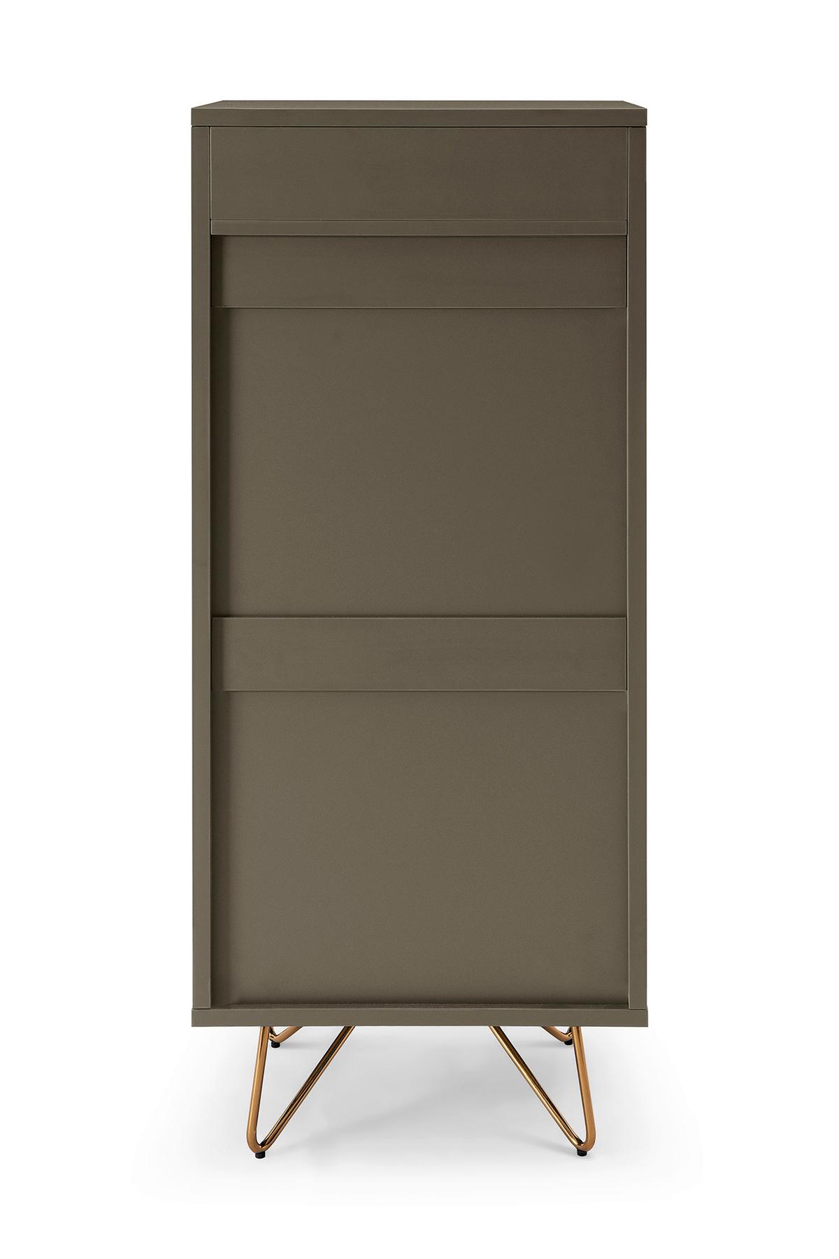 Kommode Grau B: 45cm - Messingfarben/Grau, Design, Glas/Holzwerkstoff (45/110/40cm) - Livetastic