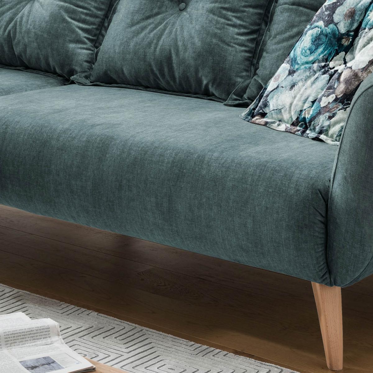 Ecksofa Baggio Dblau/Dgrün S:162/277cm - Blau/Buchefarben, MODERN, Holz/Textil (162/277cm) - Livetastic