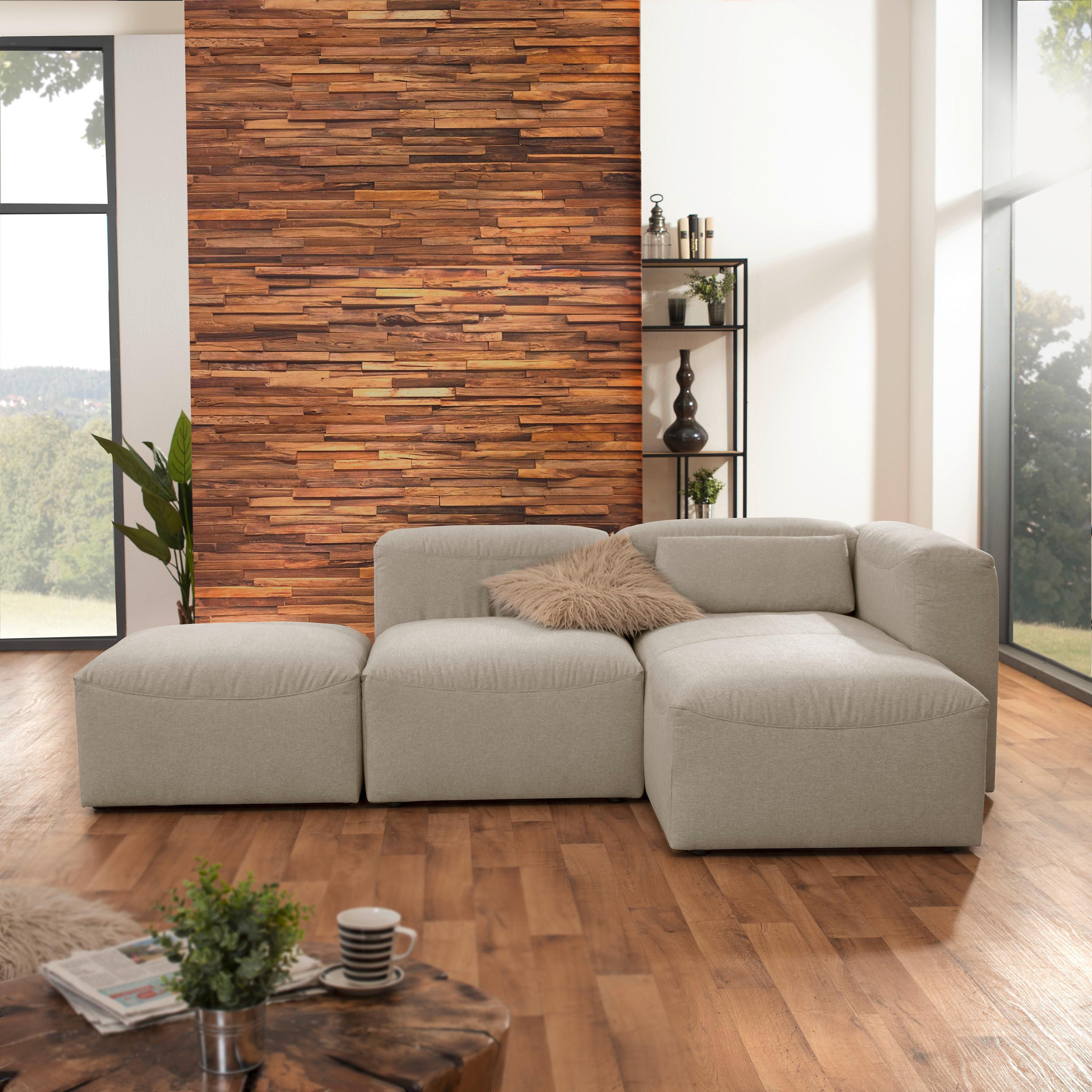 Ecksofa Lena Creme Flachgewebe - Creme, Design, Textil (250/73/160cm) - Max Winzer