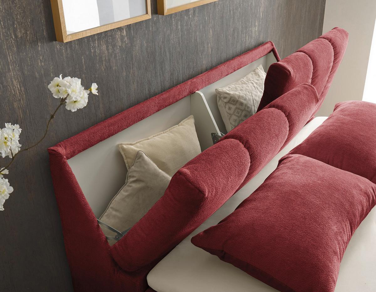 Boxbett Mit Topper+bettkasten 160x200 Cm Valencia - Rot/Schwarz, MODERN, Holzwerkstoff/Textil (160/200cm) - MID.YOU