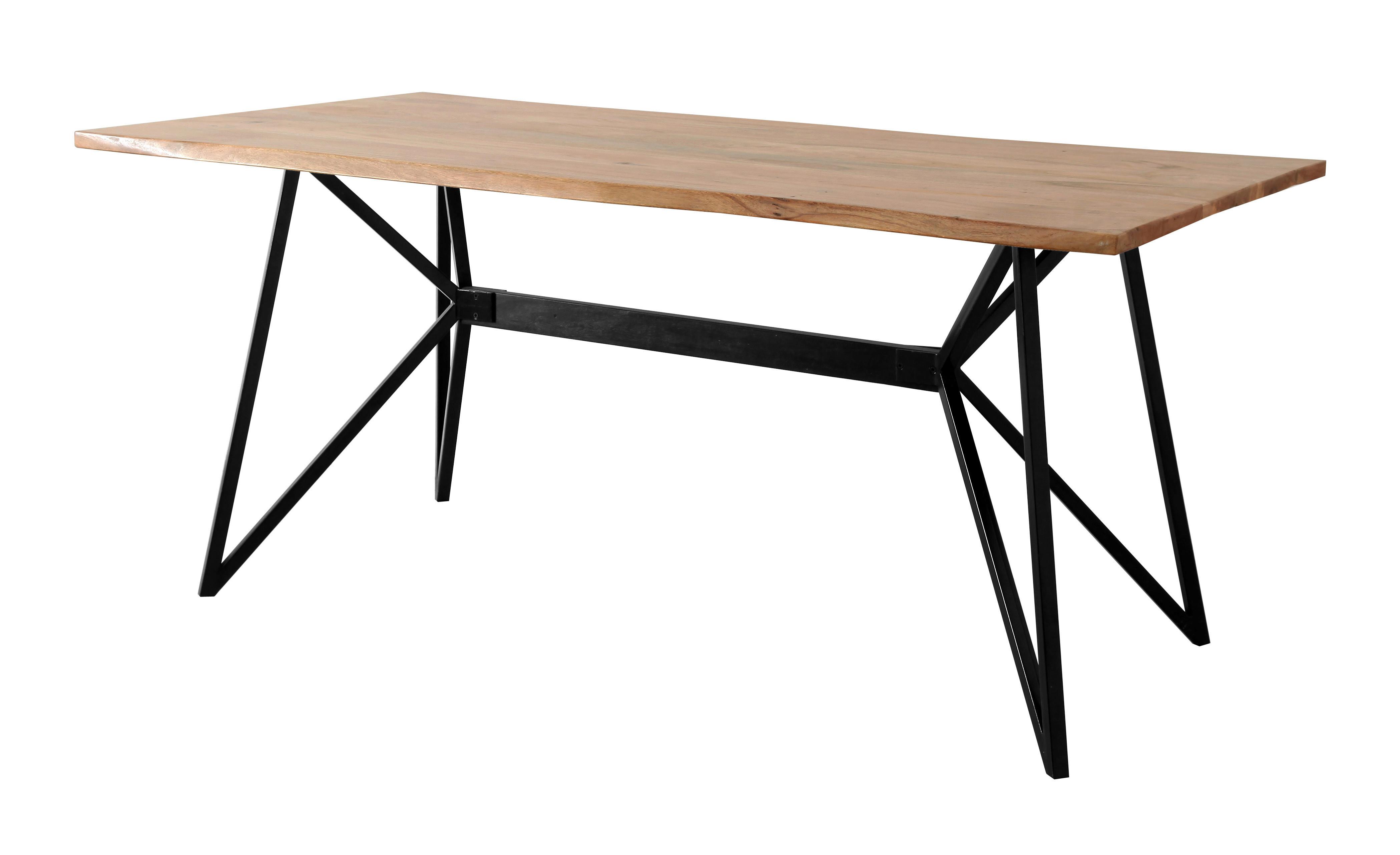 Esstisch Kite Akazie Massiv, B: 175 cm - Schwarz/Akaziefarben, ROMANTIK / LANDHAUS, Holz/Metall (175/77/90cm)
