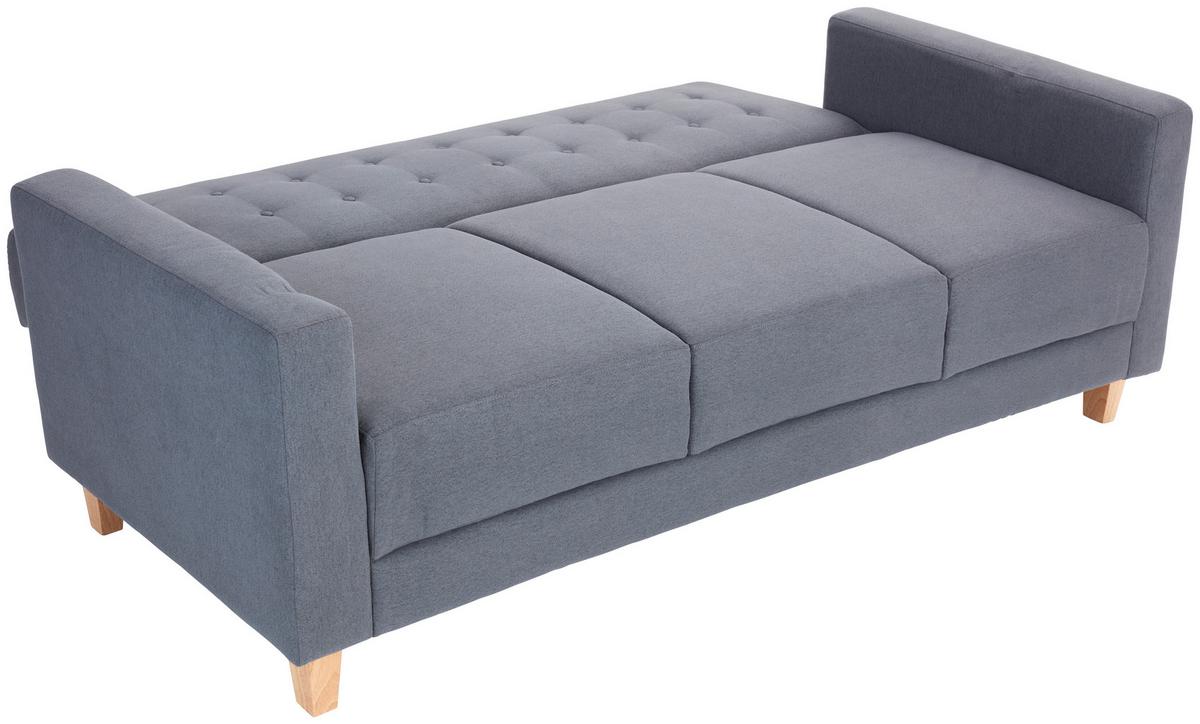 3-sitzer-sofa Mit Schlaffunktion Levi Grau - Naturfarben/Grau, MODERN, Holz/Textil (208/85/88cm) - Ondega