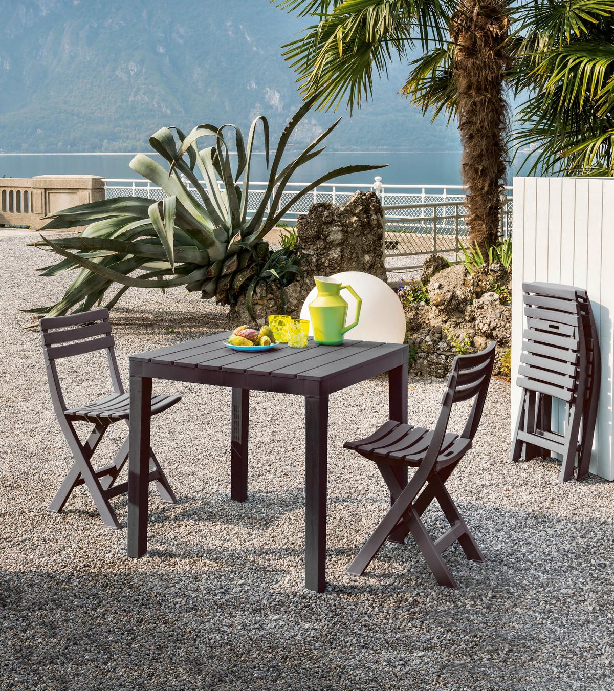 Gartentisch Bali Kunststoff L 78 Cm - Anthrazit, Basics, Kunststoff (78/78/72cm)
