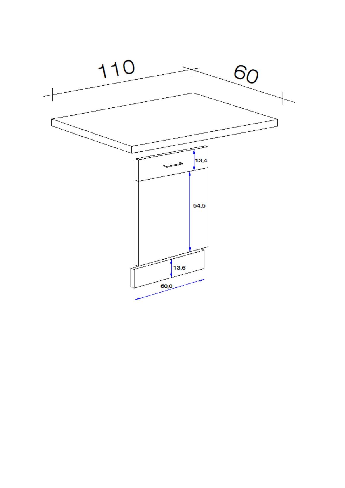 Geschirrspülerfront Valero Gsp-Paket Tigsv - Weiß Hochglanz/Sonoma Eiche, MODERN, Holzwerkstoff (110/86/60cm) - FlexWell