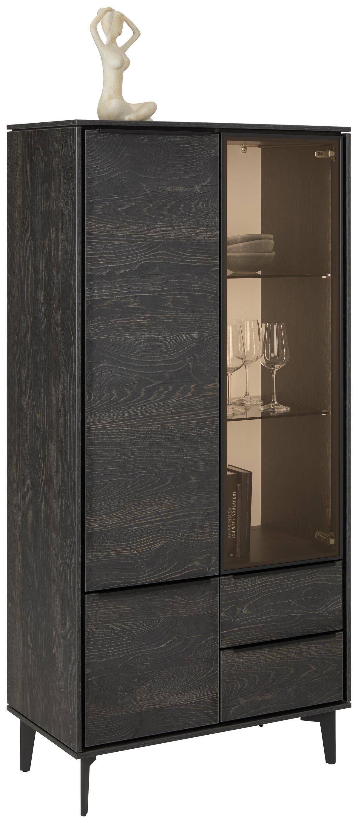 Vitrine in Anthrazit - černá/antracitová, Moderní, kov/kompozitní dřevo (73/159/40cm) - Premium Living