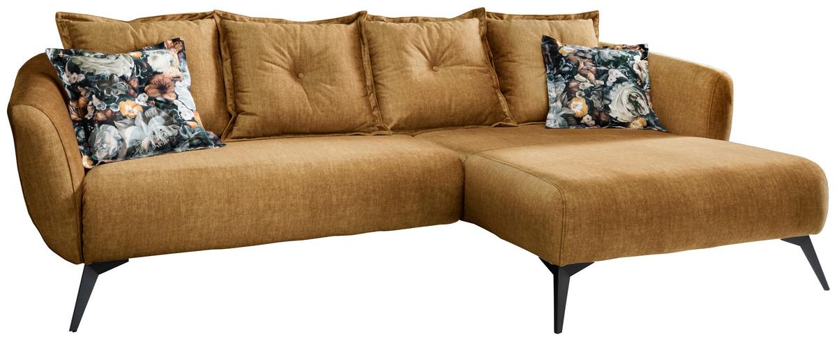 Ecksofa Baggio Mit Kissen Textil Gelb - Gelb/Multicolor, MODERN, Holz/Textil (277/162cm) - Livetastic