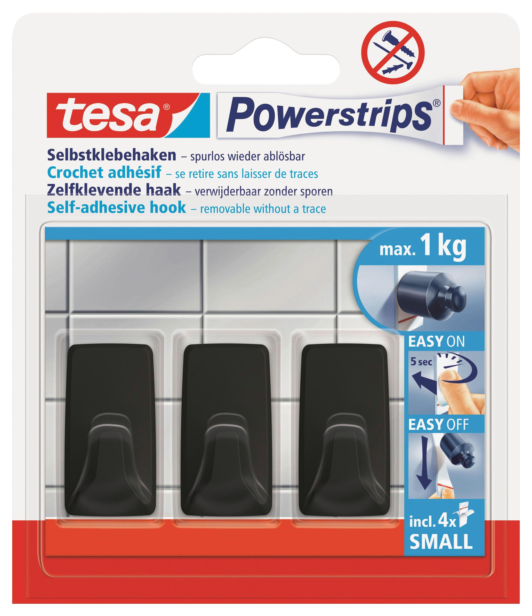 Klebehaken Powerstrips - Schwarz, MODERN, Kunststoff (2/3,94/1,2cm)