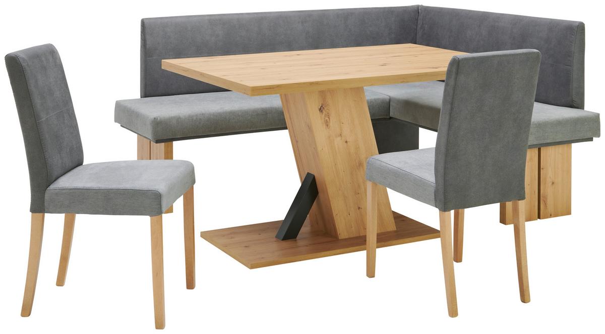 Eckbank Hellgrau/Eiche Dekor Emma 185x150 cm - Eichefarben/Anthrazit, KONVENTIONELL, Holzwerkstoff/Textil (185/150cm)