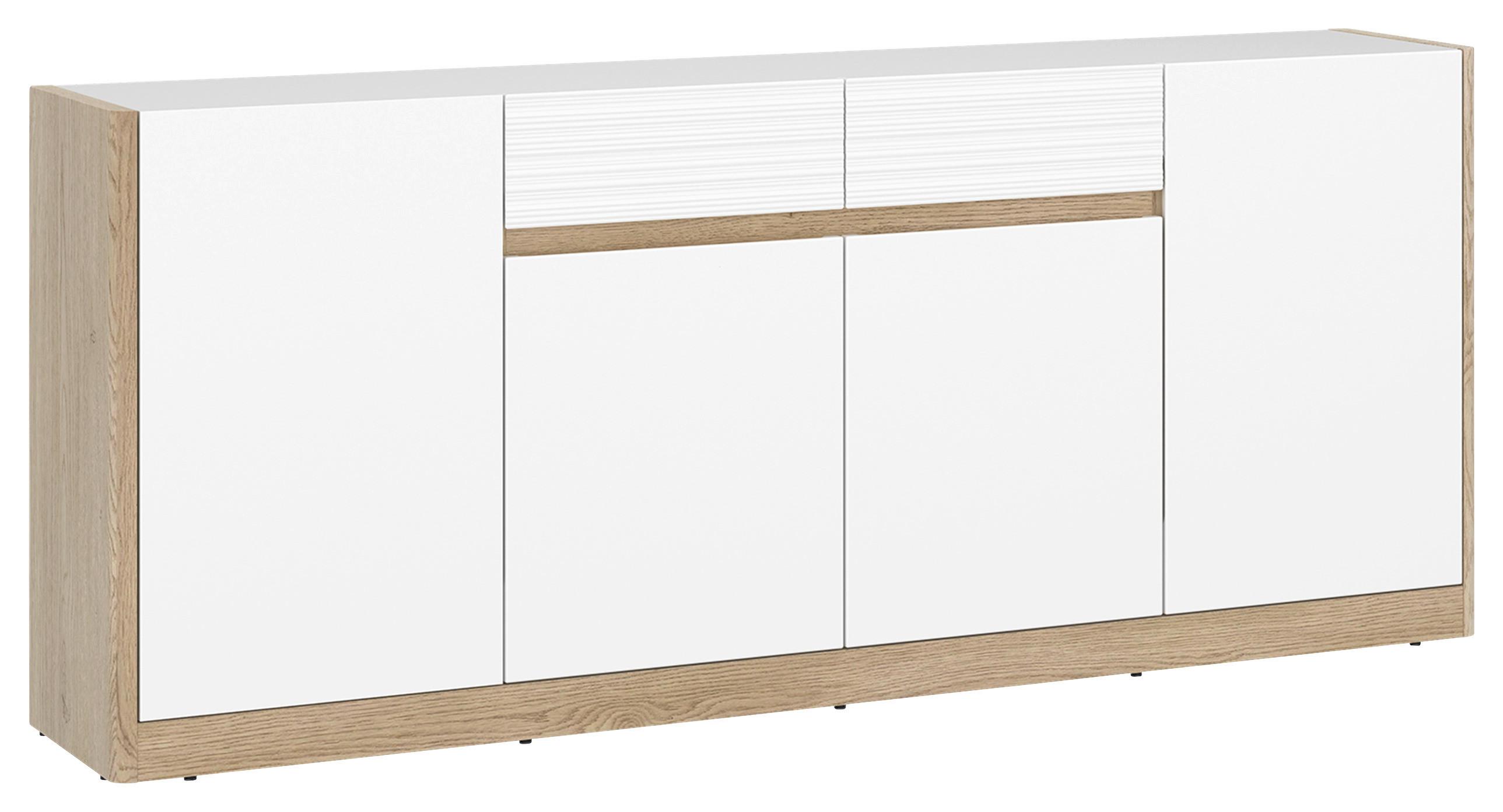 Sideboard Brilon Eichefarben/weiß B: 185,6 Cm - Eichefarben/Schwarz, KONVENTIONELL, Holzwerkstoff (185,6/80,5/40,3cm) - MID.YOU