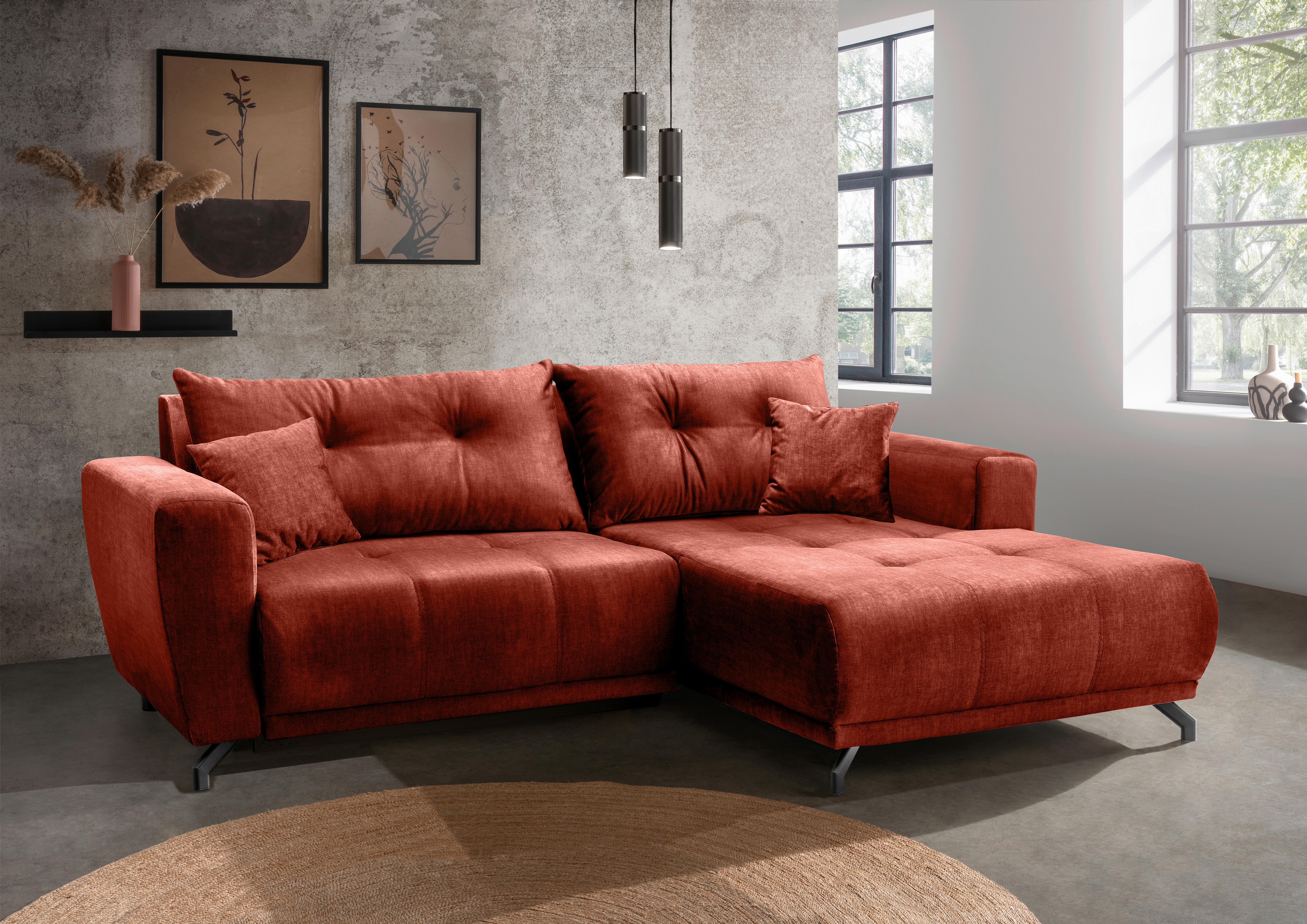 Ecksofa Restao Koralle S: 246x177 cm - Koralle/Schwarz, MODERN, Textil (246/177cm) - MID.YOU