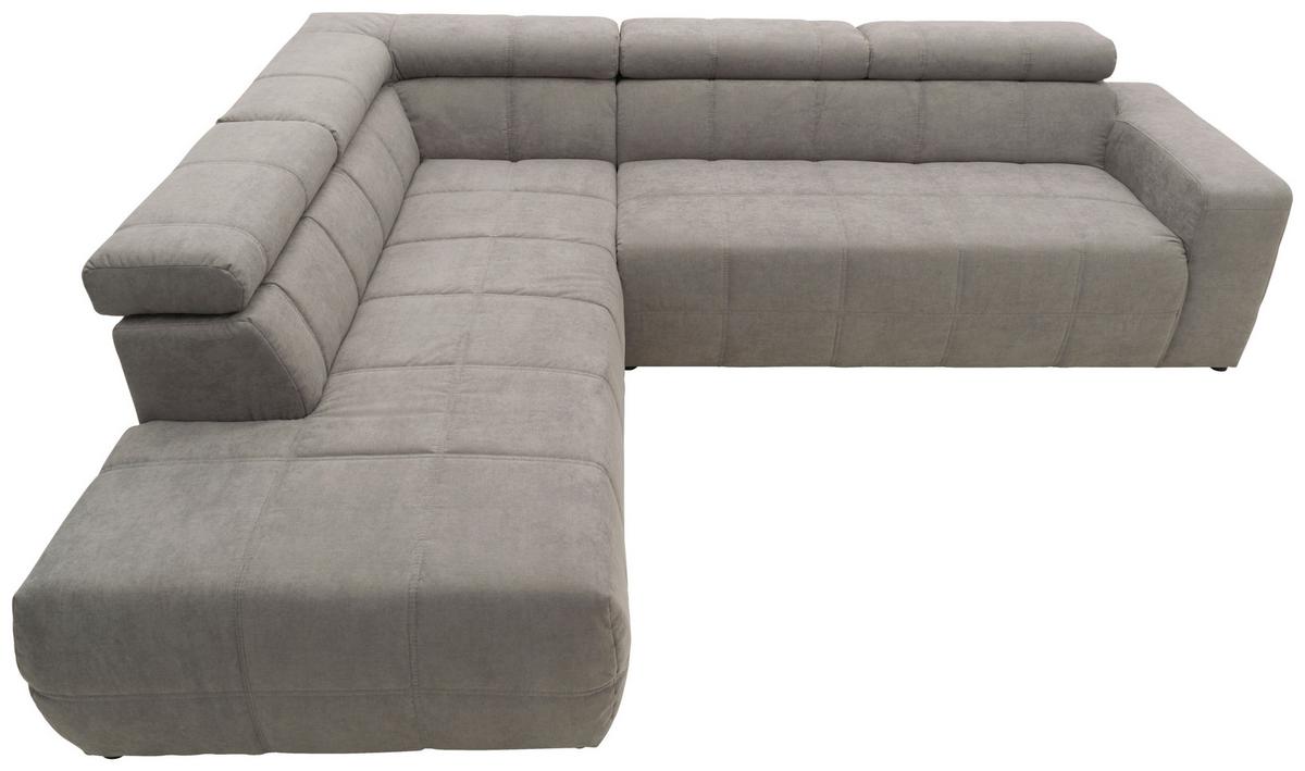 Ecksofa Mit Sitztiefen- Verstellung Brandon Silbern - Silberfarben/Schwarz, Design, Textil (228/275cm) - MID.YOU