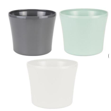 Übertopf Frieda Keramik Indoor Ø 25 cm - Salbeigrün/Weiß, KONVENTIONELL, Keramik (25/21cm) - Luca Bessoni