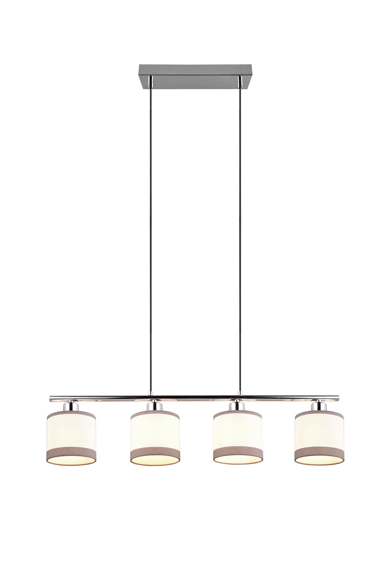 Hängeleuchte R31554006 Davos - Chromfarben/Weiß, Basics, Textil/Metall (75/12/150cm)