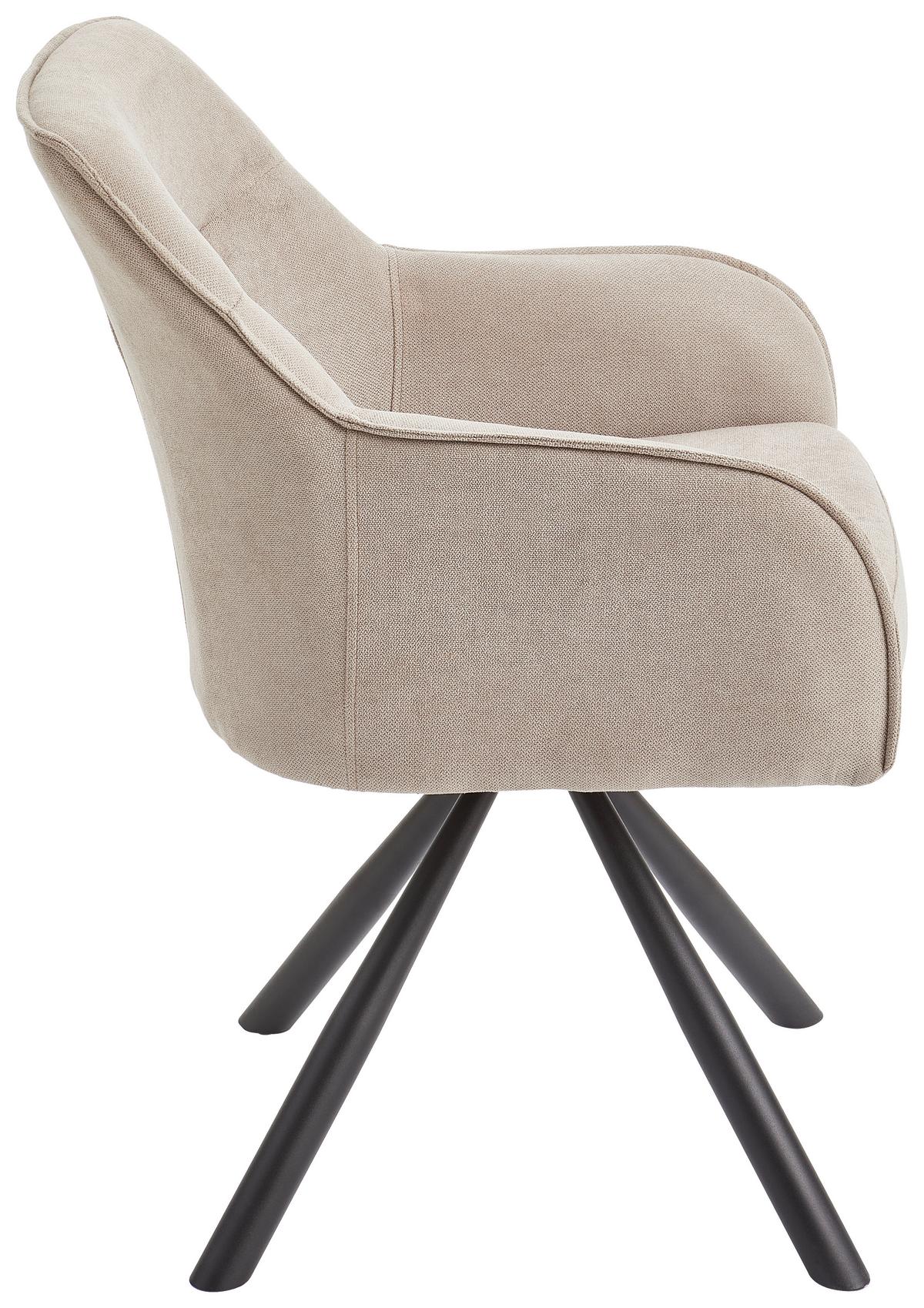 Armlehnstuhl Anna Schwarz/taupe B: 61 Cm - Taupe/Schwarz, MODERN, Textil/Metall (61/86/62cm) - Livetastic