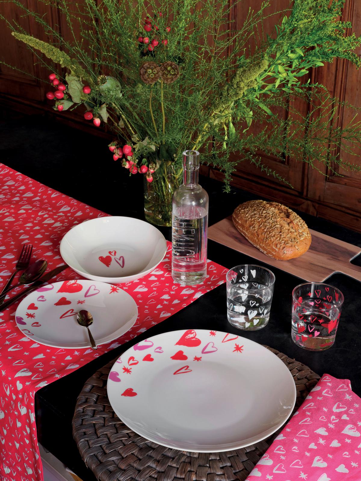 Tafelservice Amore Keramik 6 Personen Geschirr Set - Pink/Rot, Design, Keramik - Tognana