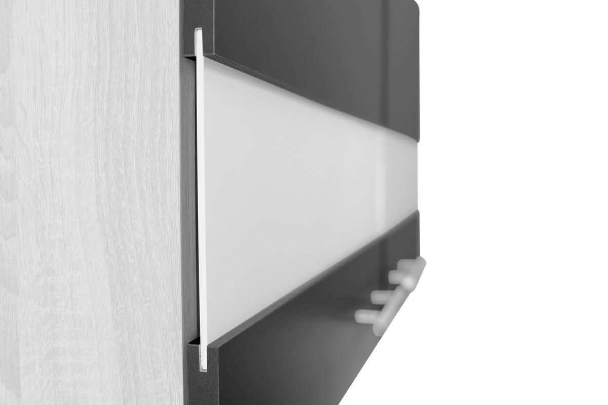 Miniküche Merle Schwarz, Eiche Dekor B: 100 cm - Eichefarben/Schwarz, Basics, Glas/Holzwerkstoff (100cm) - Respekta