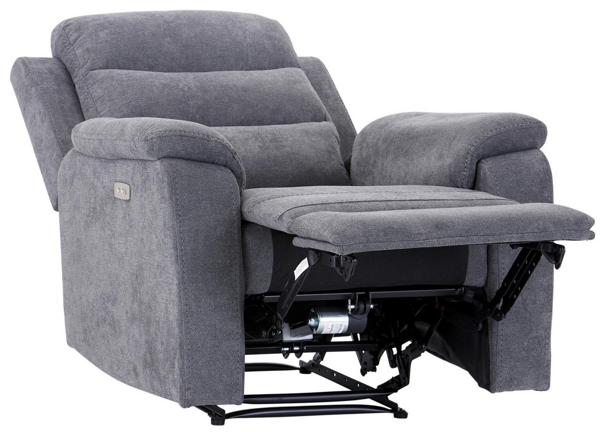 Relaxačné kreslo MANCHESTER, sivá - čierna/sivá, Konventionell, textil/plast (92/102/93cm) - Based