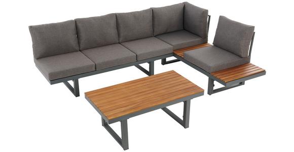 Loungegarnitur 3-Tlg Paris Aus Akazienholz/Stahl mit Kissen - Grau/Teakfarben, MODERN, Holz/Metall (240/177/42/51cm) - Beldano