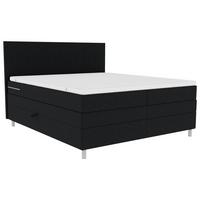 Boxspringbett mit Topper & Bettkasten 160x200 cm Messina - Chromfarben/Schwarz, KONVENTIONELL, Textil (160/200cm)