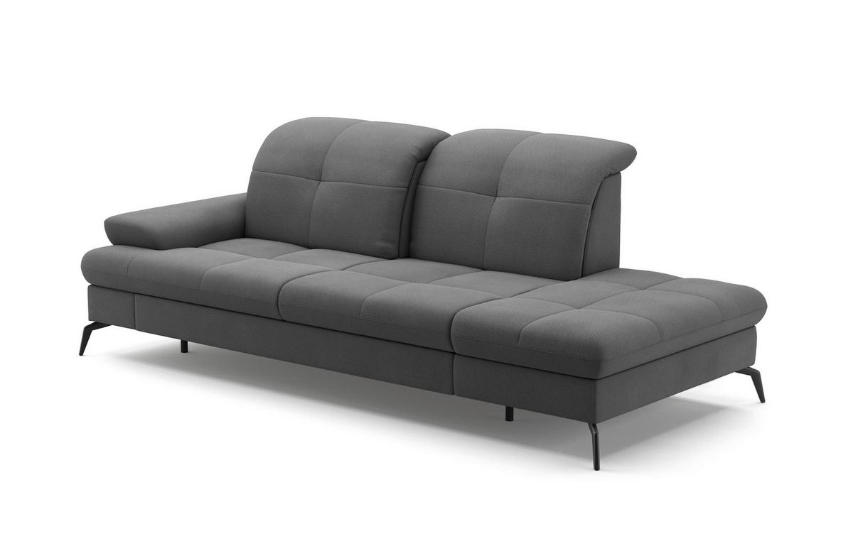 Récamiere Amica E, Grau B: 231 Cm - Schwarz/Grau, KONVENTIONELL, Textil (231/90/122cm) - Sit & More