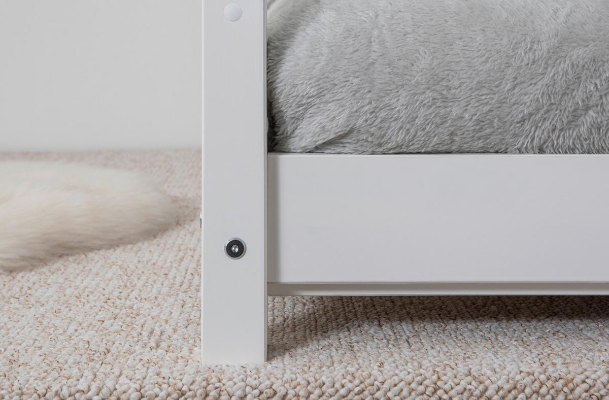 Hausbett 120x200 Cm Kiefer Weiß Inkl. Laden - Weiß/Naturfarben, MODERN, Holz (120/200cm) - MID.YOU