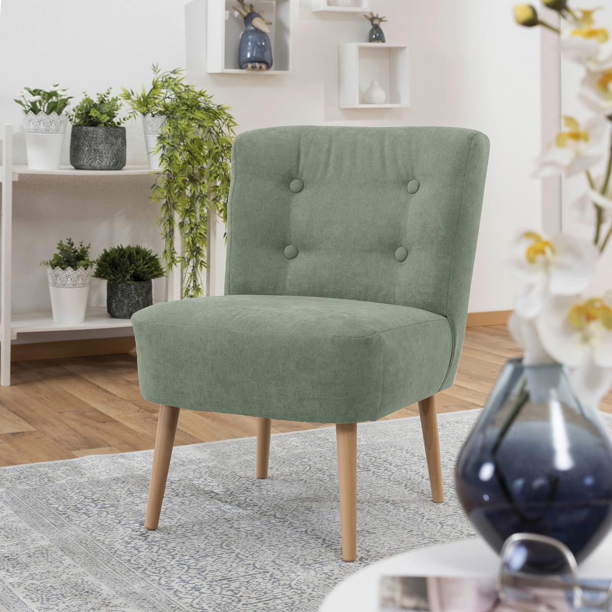 Sessel Fiona - Buchefarben/Hellgrün, Design, Textil (58/78/68cm) - Max Winzer