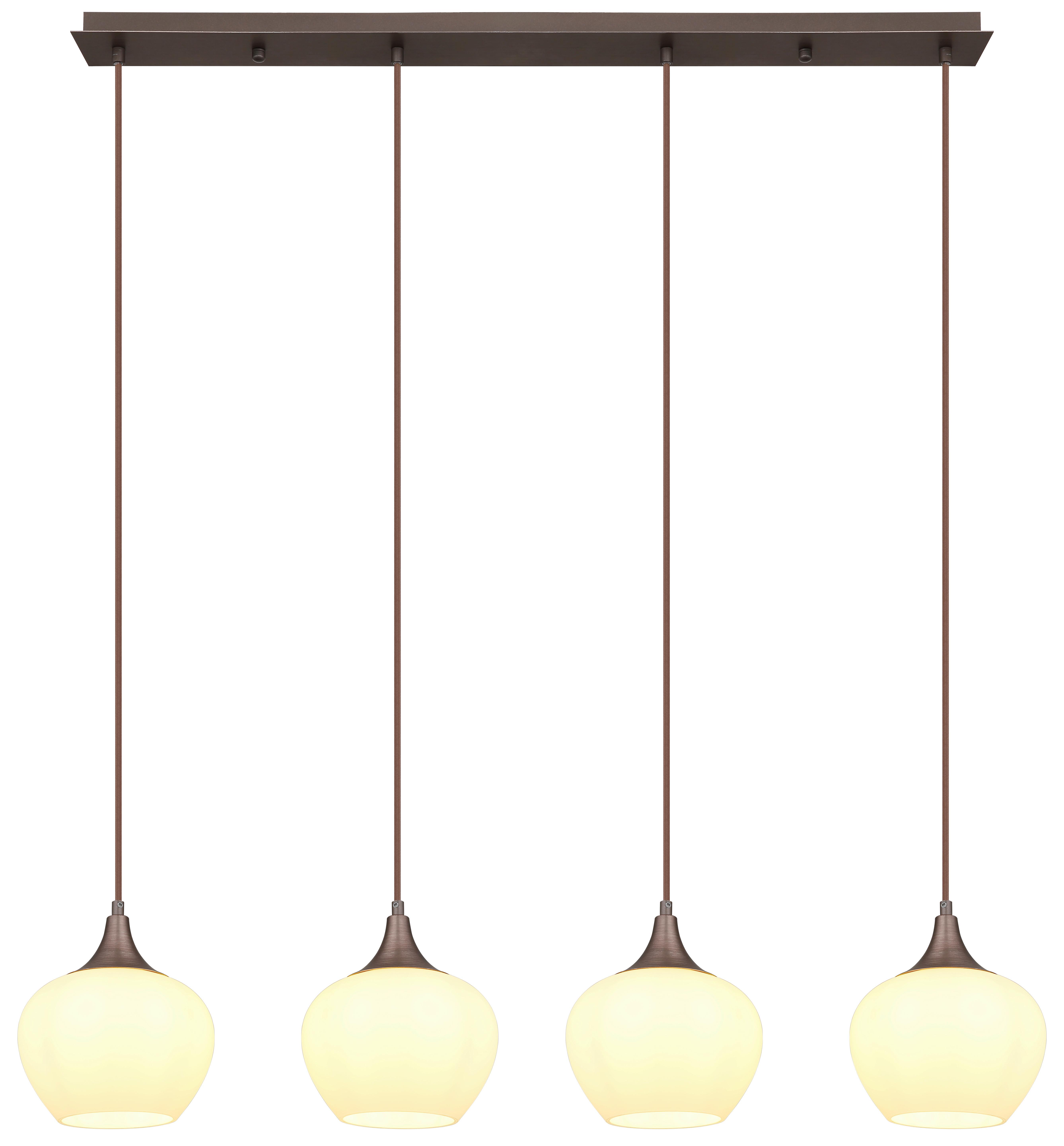 Hängeleuchte 15548-4hc - Opal/Schwarz, KONVENTIONELL, Glas/Textil (100/18/120cm) - Globo