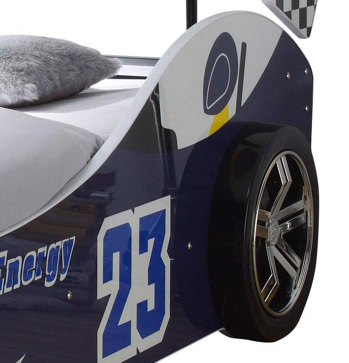 Autobett Energy Rennwagen 90x200 cm Blau + Beleuchtung - Blau, Basics, Holzwerkstoff (90/200cm)