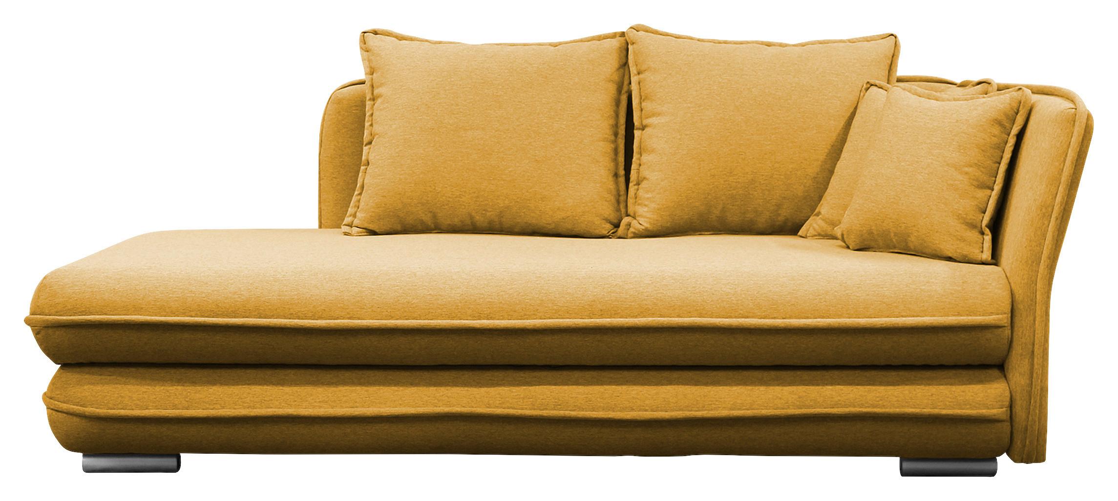 Liege Latte Gelb Inkl. Bettkasten Ottomane Rechts - Gelb/Silberfarben, Design, Textil (224/84/99/107cm) - MID.YOU