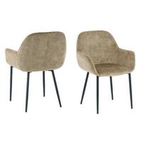 ARMLEHNSTUHL-SET Schwarz/Beige 2-teilig - Beige/Schwarz, MODERN, Textil/Metall (60/84/57,5cm) - MID.YOU