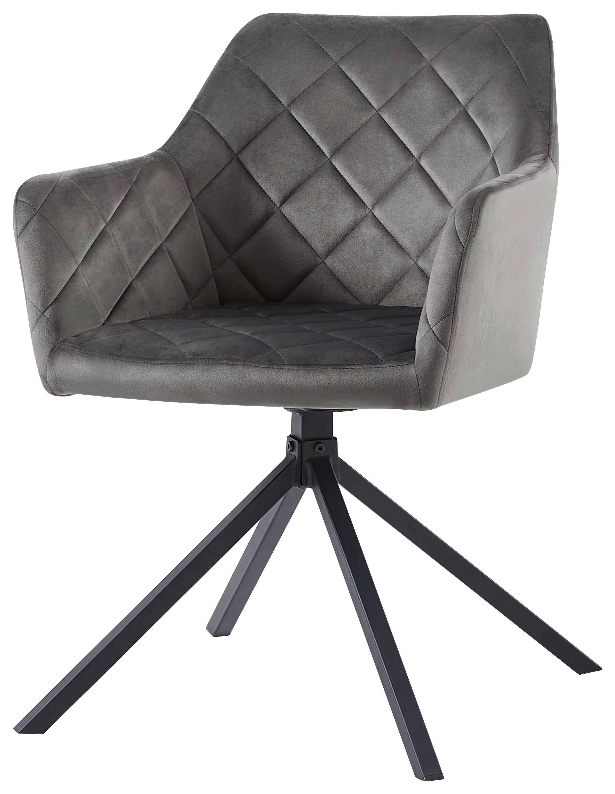 Vierfußstuhl Patti Grau/schwarz, Gepolstert - Schwarz/Grau, KONVENTIONELL, Textil/Metall (56/81/60,5cm)