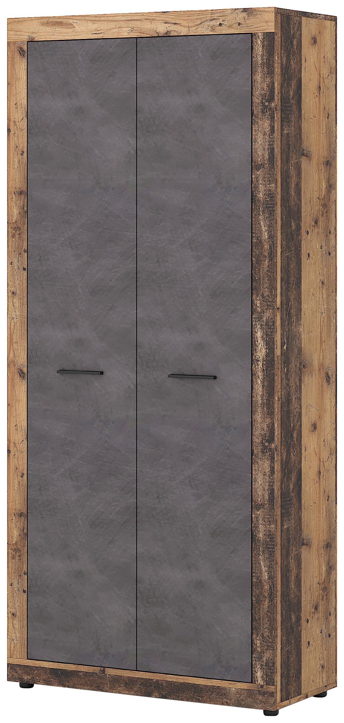 Garderobenschrank Luna Eiche Old Style - Alteiche/Schwarz, Design, Holzwerkstoff/Kunststoff (88,9/198/40cm) - MID.YOU