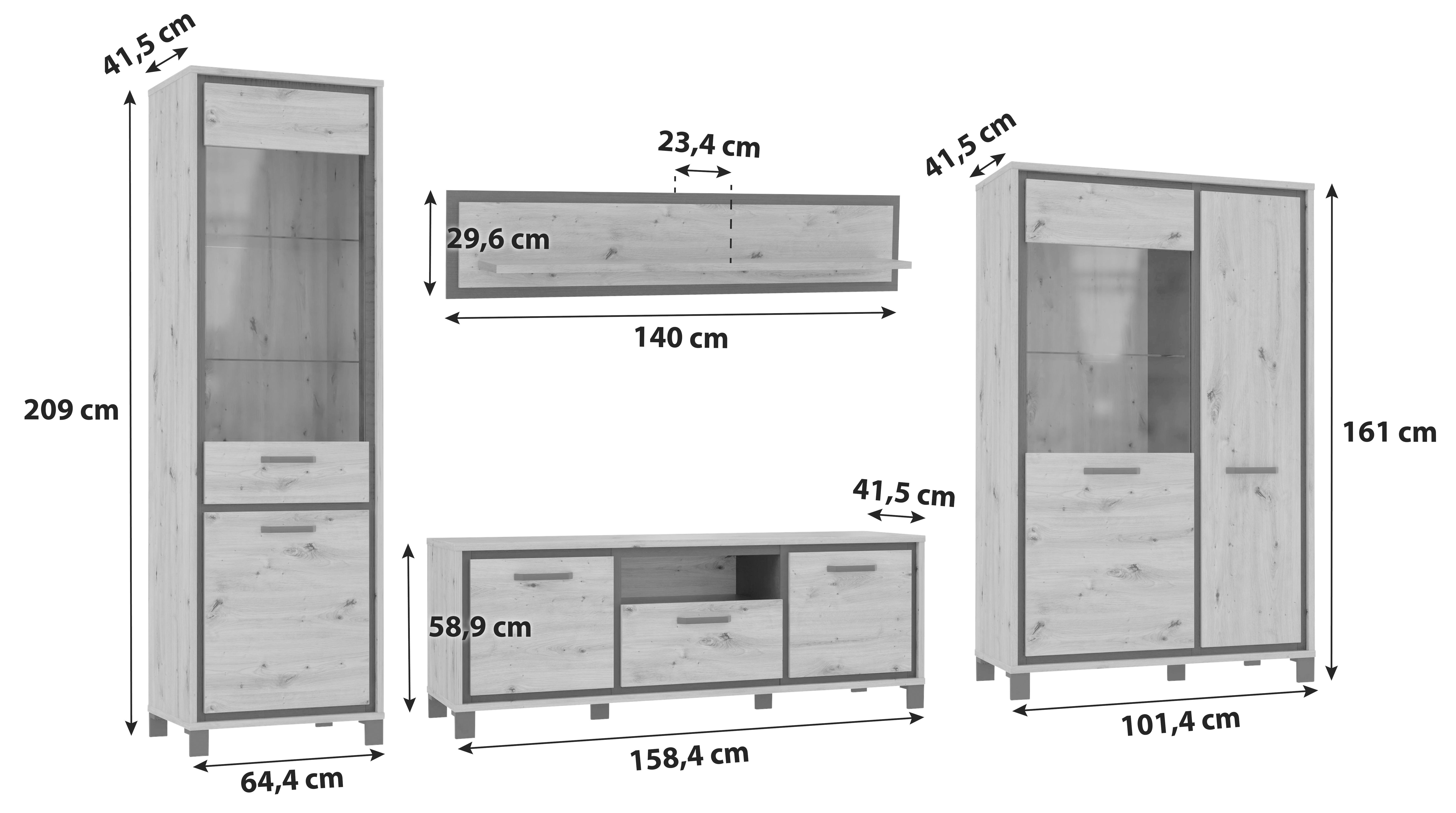 Wohnwand TRONDHEIM B: 334 cm