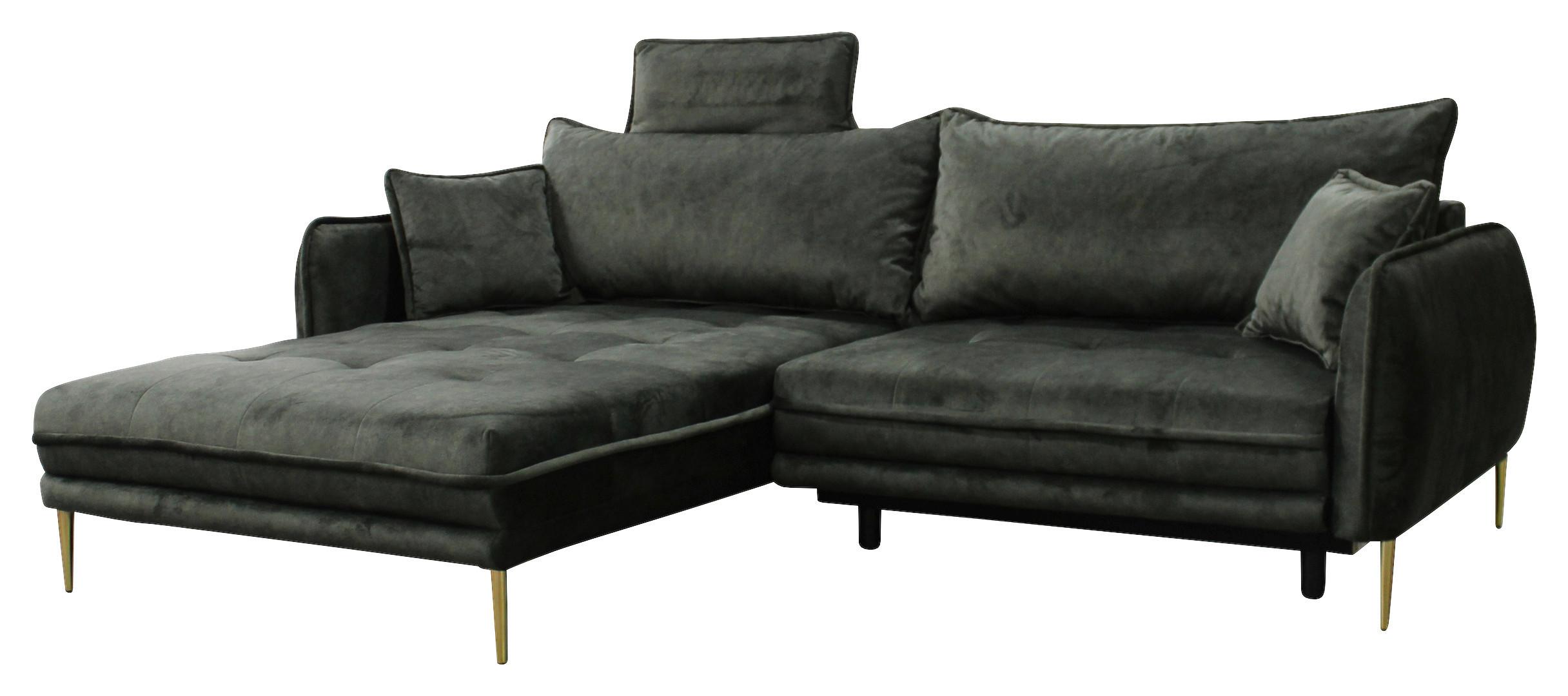Ecksofa Whisper Grün S: 196x264 Cm - Goldfarben/Grün, Design, Textil (196/264cm) - MID.YOU