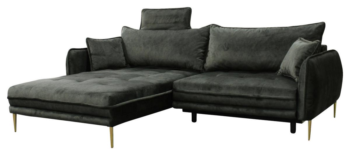 Ecksofa Whisper Grün S: 196x264 cm - Goldfarben/Grün, Design, Textil (196/264cm) - MID.YOU