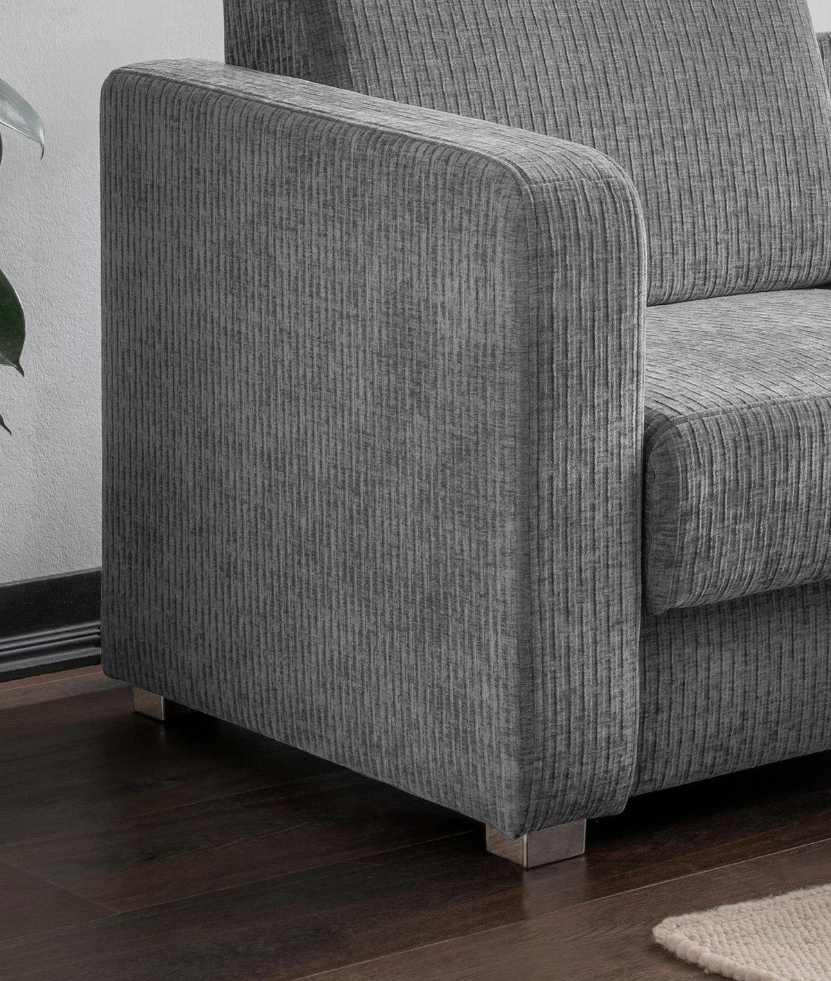 Schlafsofa Mia Mikrofaser Grau, B: 159 cm - Chromfarben/Grau, Basics, Textil (159/88/87cm) - Livetastic